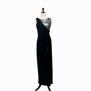 Adrianna Papell Black and Silver Maxi Dress
